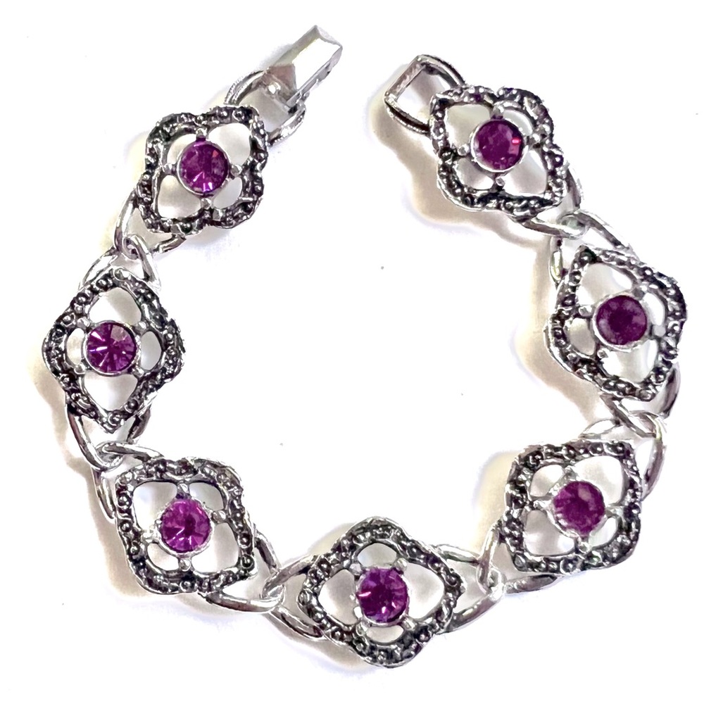 Vintage Bracelet Sarah Coventry Pink Rhinestone Bangle Retro Jewelry